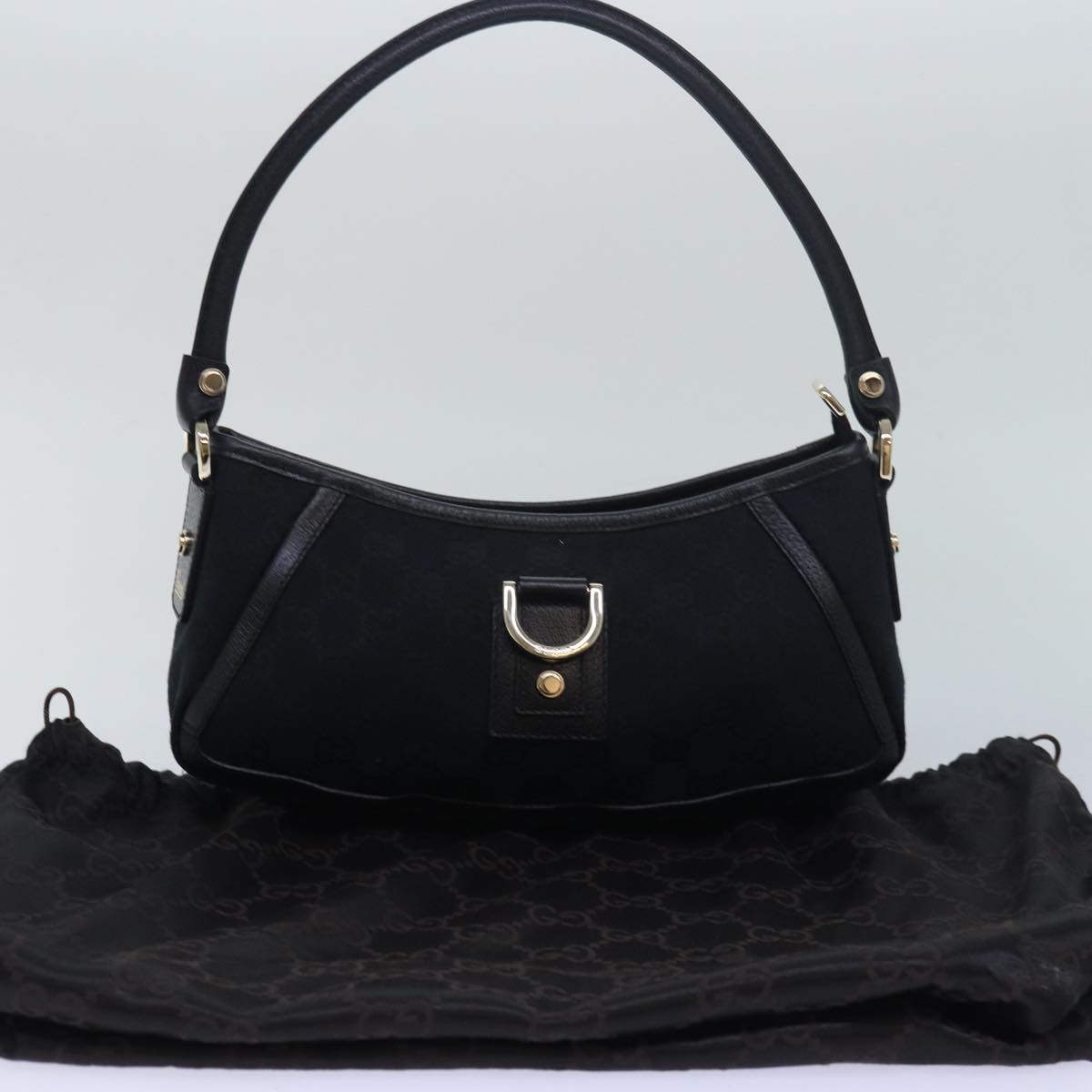 GUCCI GG Canvas Abbey Hand Bag Black 130939 am6624A