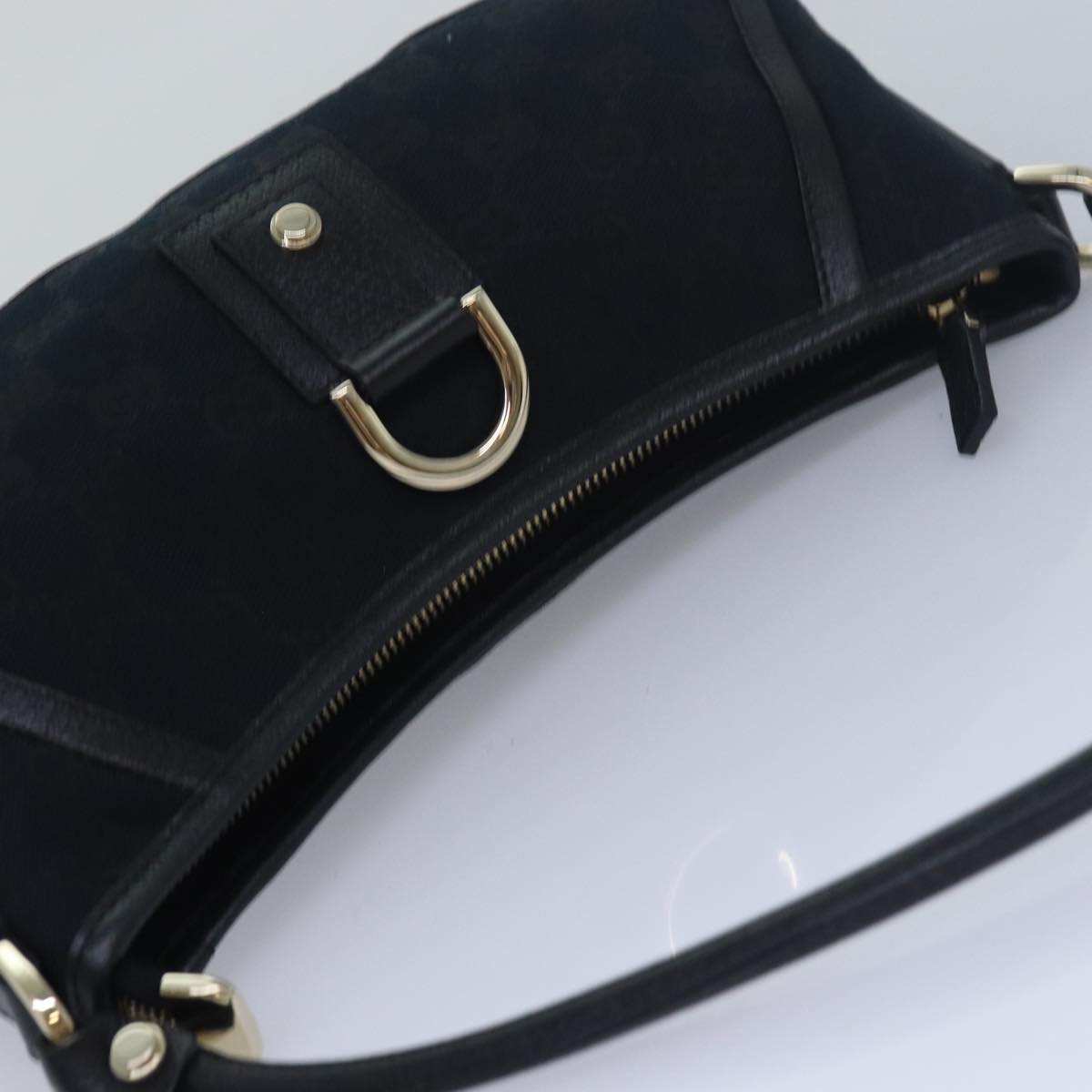 GUCCI GG Canvas Abbey Hand Bag Black 130939 am6624A