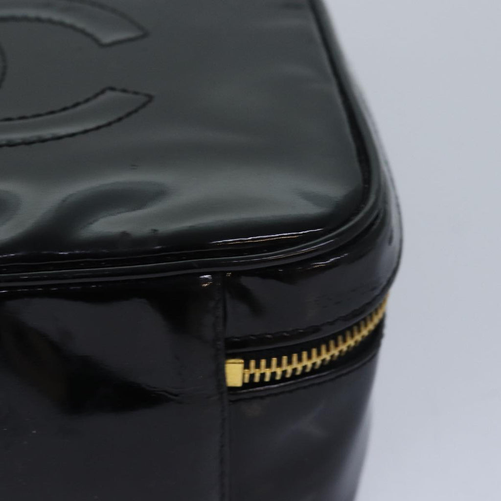 CHANEL Vanity Hand Bag Enamel 2way Black CC am6641