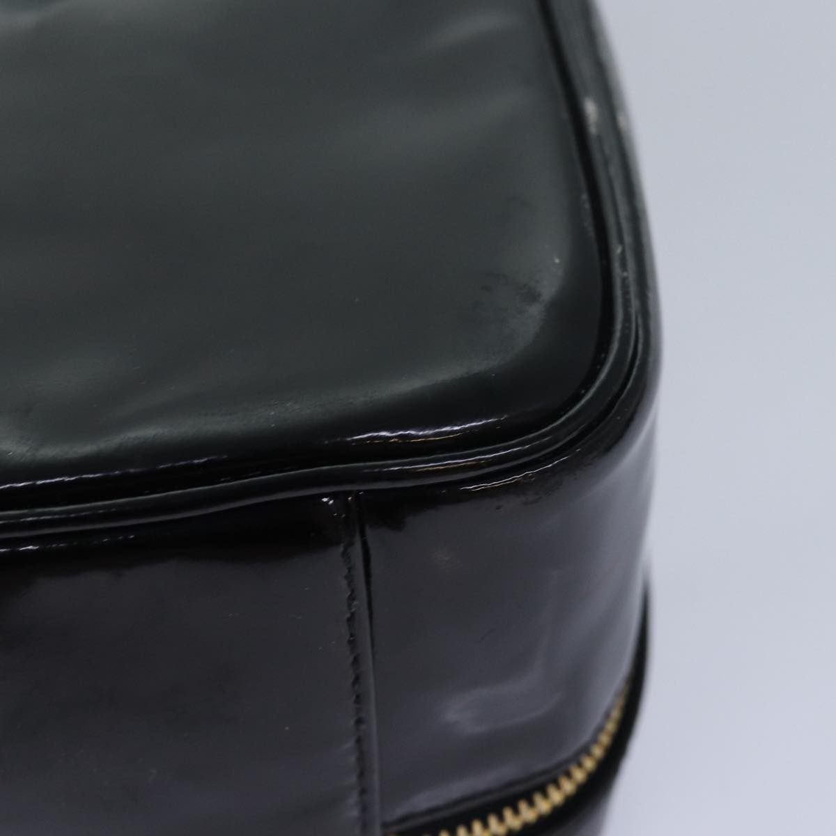 CHANEL Vanity Hand Bag Enamel 2way Black CC am6641