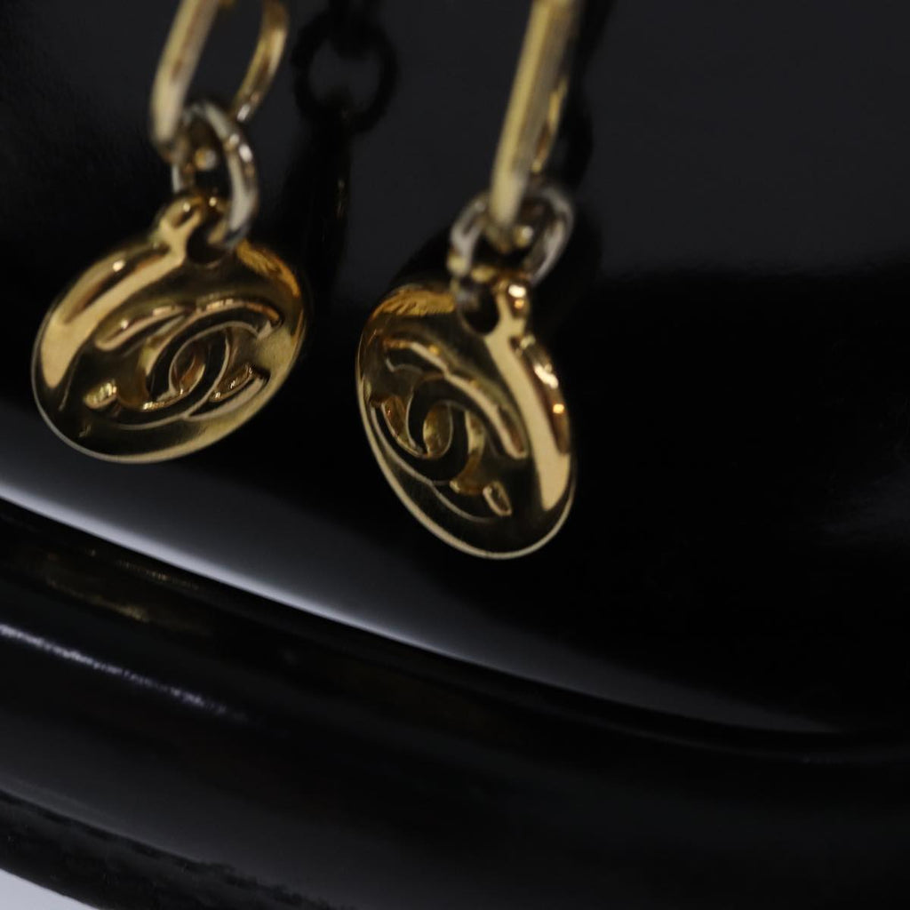 CHANEL Vanity Hand Bag Enamel 2way Black CC am6641