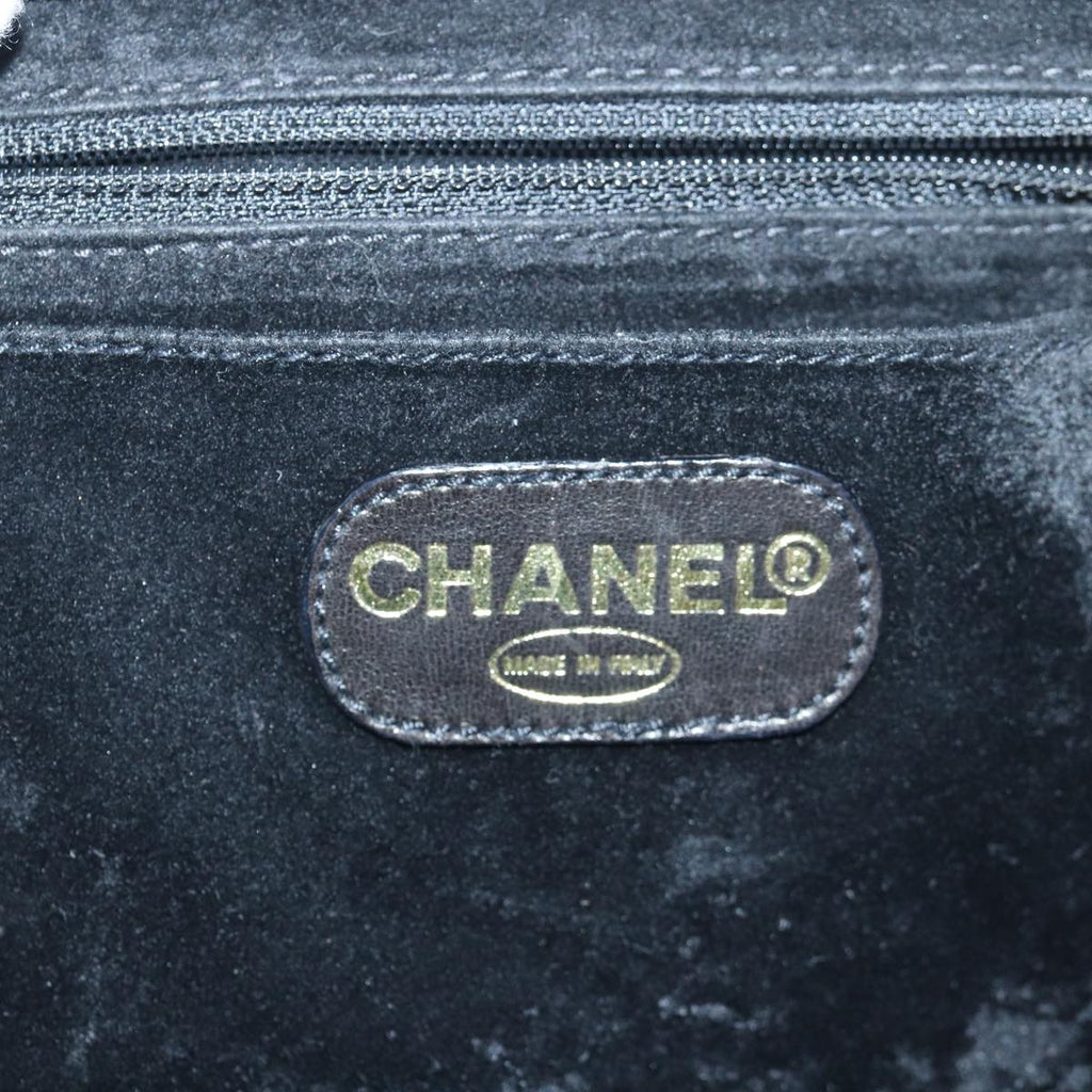 CHANEL Vanity Hand Bag Enamel 2way Black CC am6641