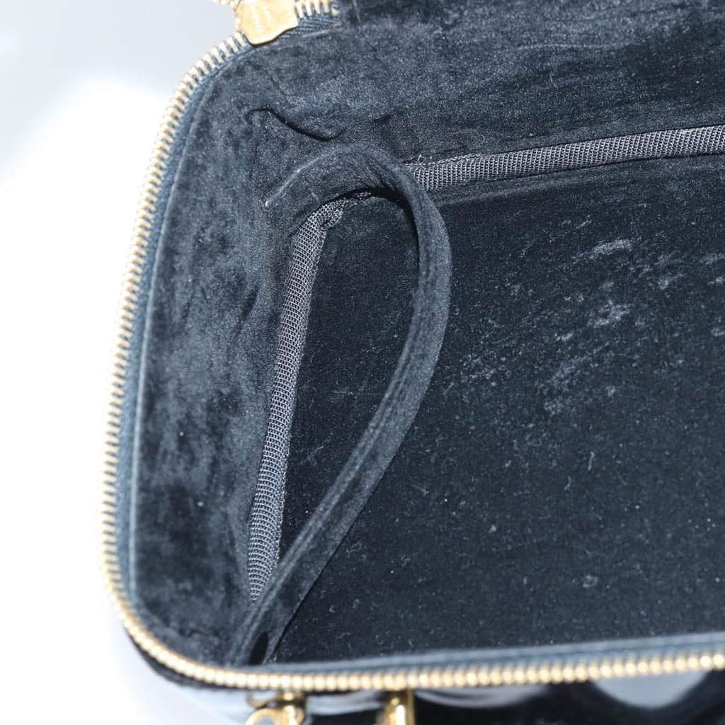 CHANEL Vanity Hand Bag Enamel 2way Black CC am6641