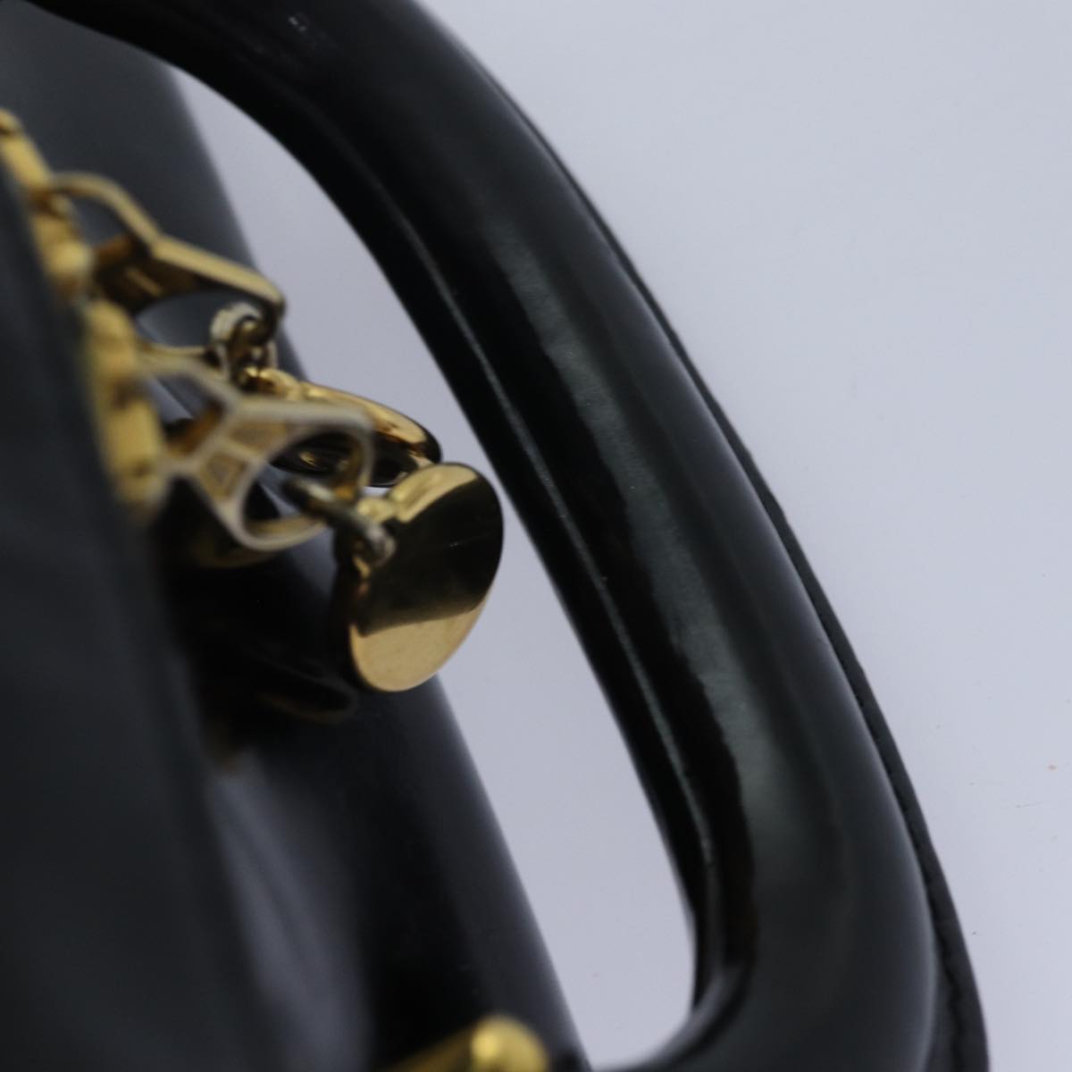 CHANEL Vanity Hand Bag Enamel 2way Black CC am6641