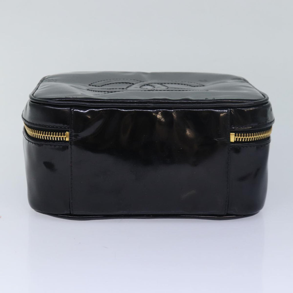CHANEL Vanity Hand Bag Enamel 2way Black CC am6641