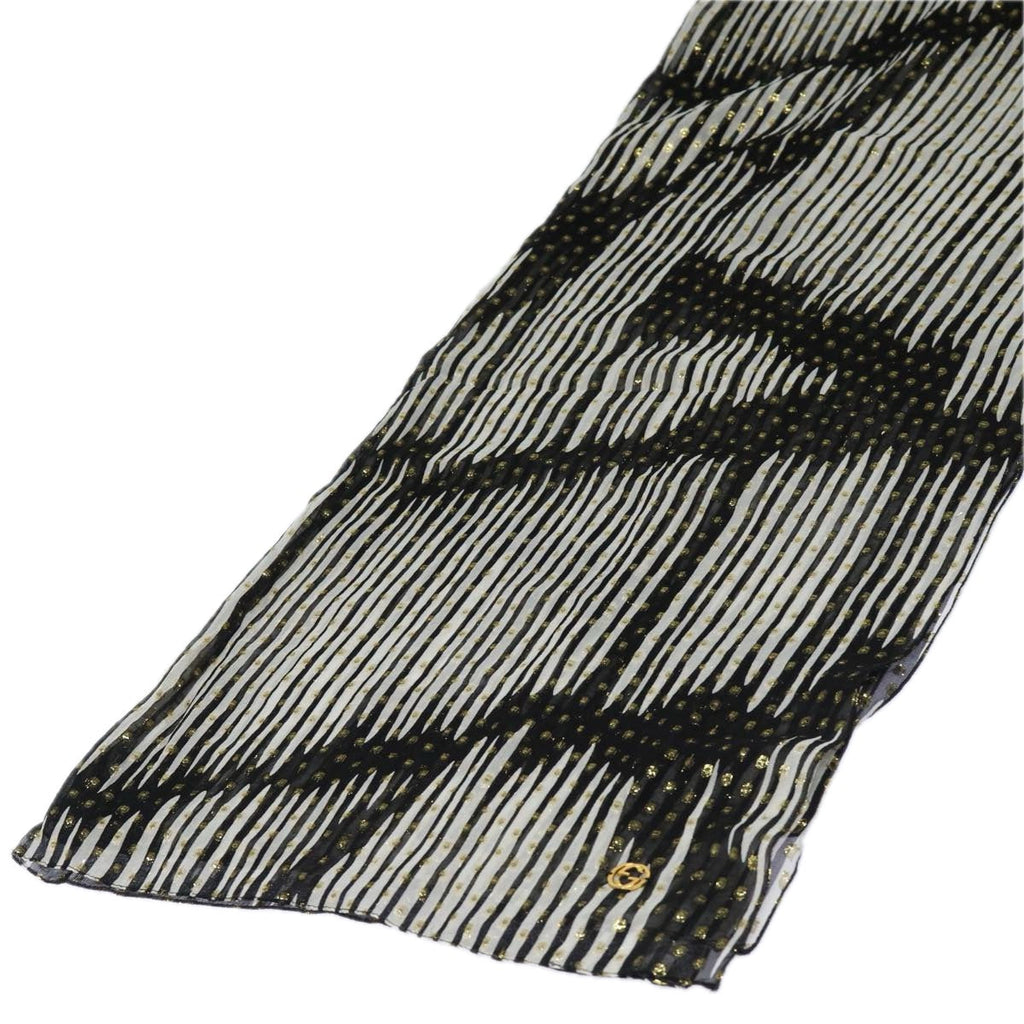 GUCCI Scarf Silk Black White am6647