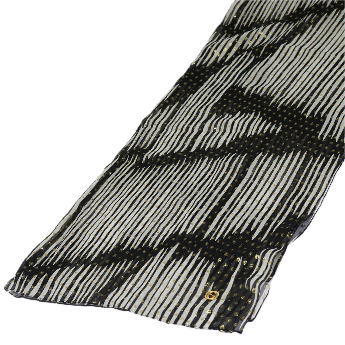 GUCCI Scarf Silk Black White am6647