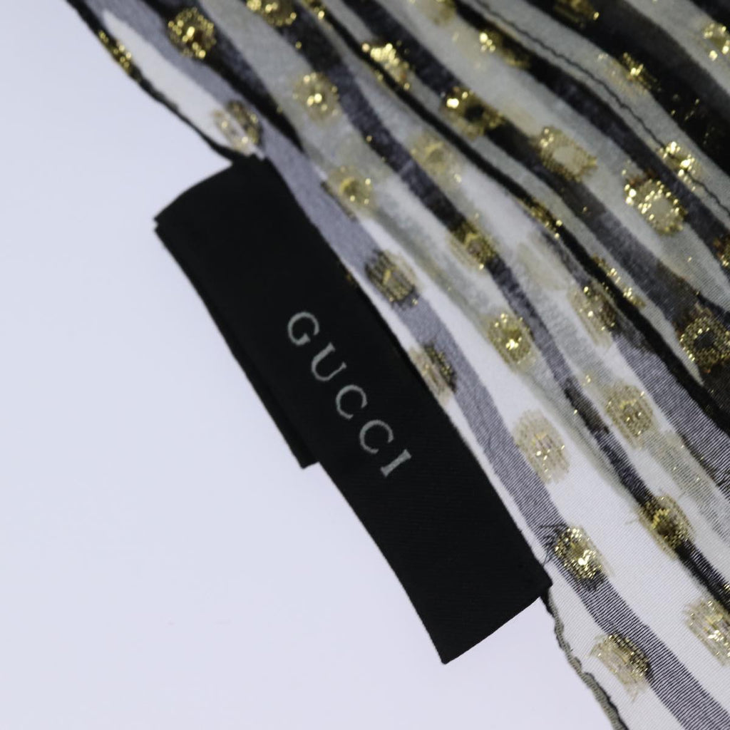 GUCCI Scarf Silk Black White am6647