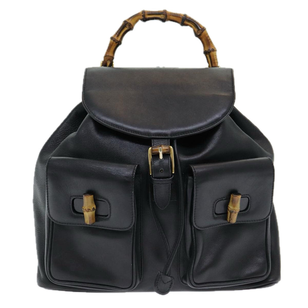 GUCCI Bamboo Backpack Leather Black am6663