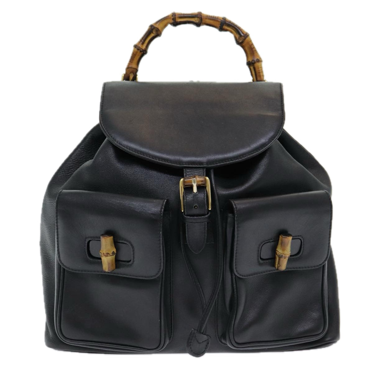 GUCCI Bamboo Backpack Leather Black am6663