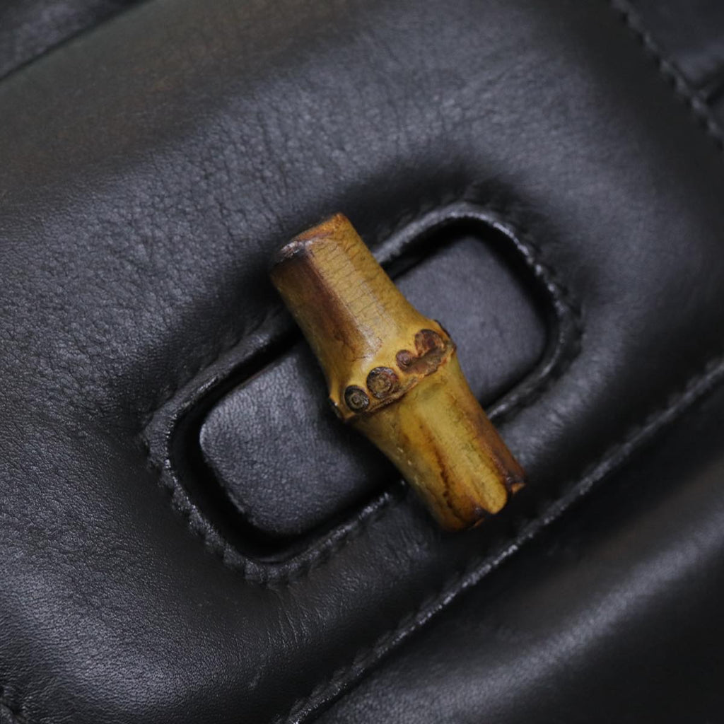 GUCCI Bamboo Backpack Leather Black am6663
