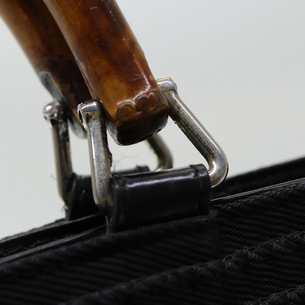 GUCCI Bamboo Hand Bag Nylon Black am6667