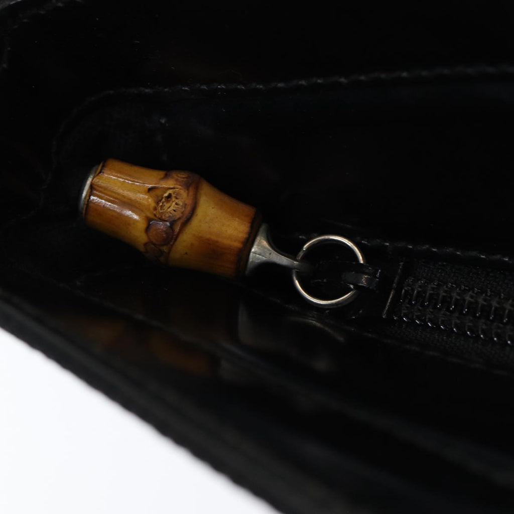 GUCCI Bamboo Hand Bag Nylon Black am6667