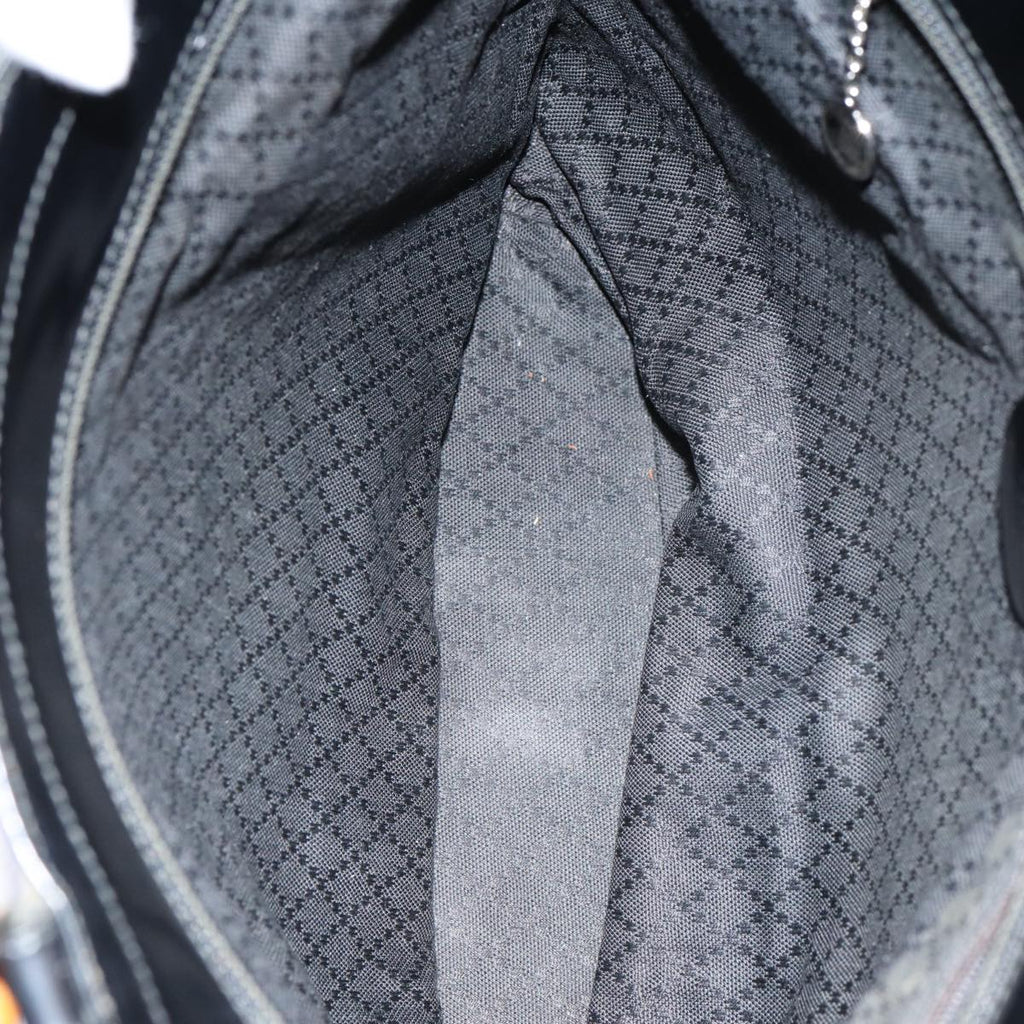 GUCCI Bamboo Hand Bag Nylon Black am6667