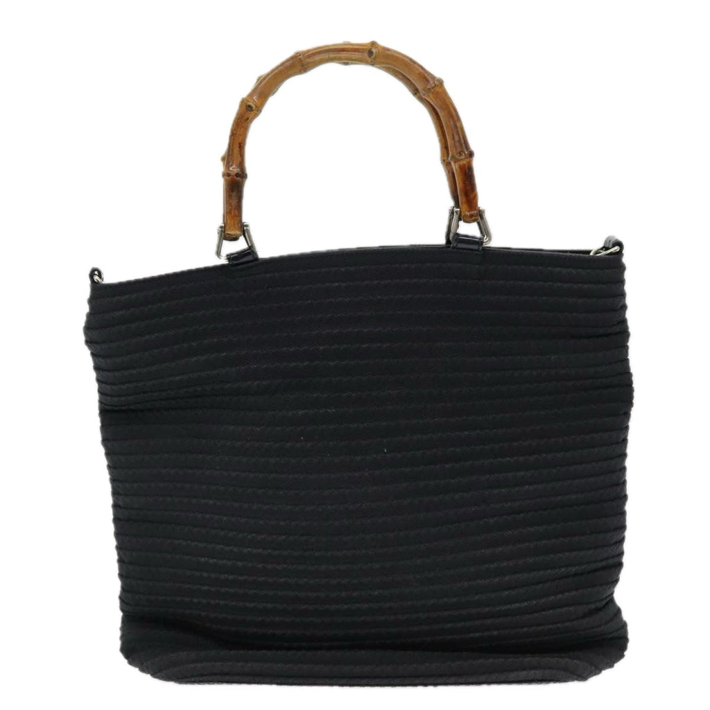 GUCCI Bamboo Hand Bag Nylon Black am6667