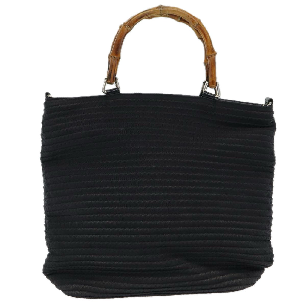 GUCCI Bamboo Hand Bag Nylon Black am6667