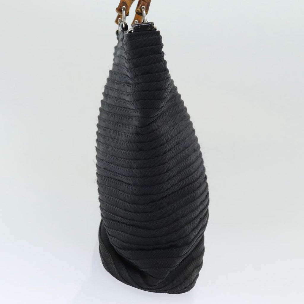 GUCCI Bamboo Hand Bag Nylon Black am6667
