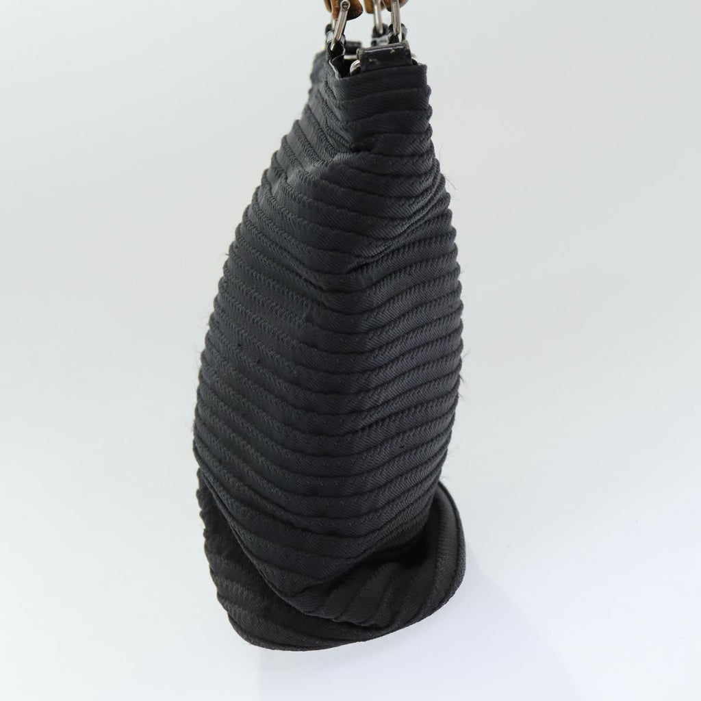 GUCCI Bamboo Hand Bag Nylon Black am6667
