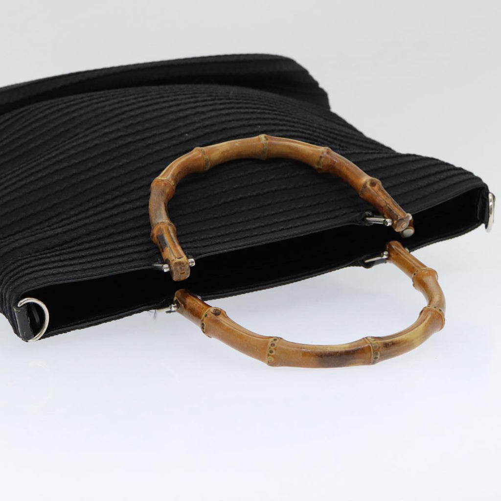 GUCCI Bamboo Hand Bag Nylon Black am6667