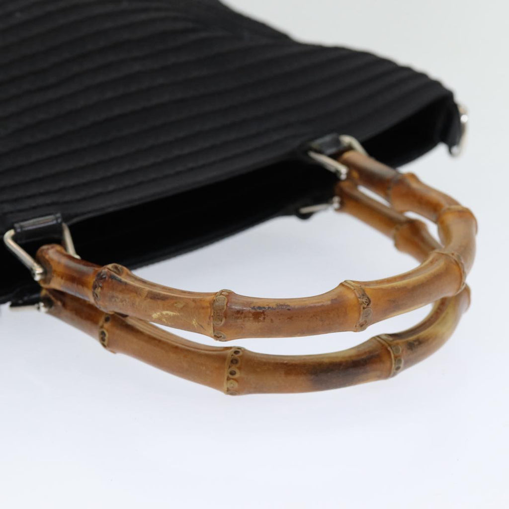 GUCCI Bamboo Hand Bag Nylon Black am6667