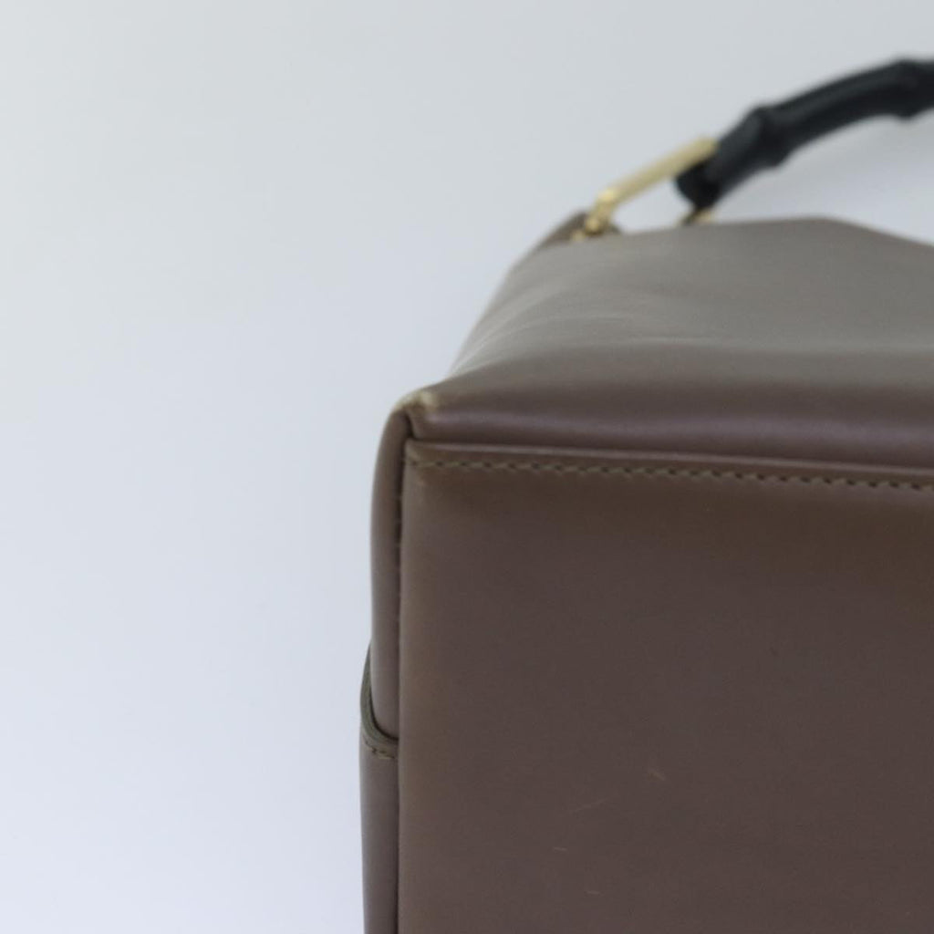 GUCCI Bamboo Hand Bag Leather Brown Black 001 2058 1880 0 am6698
