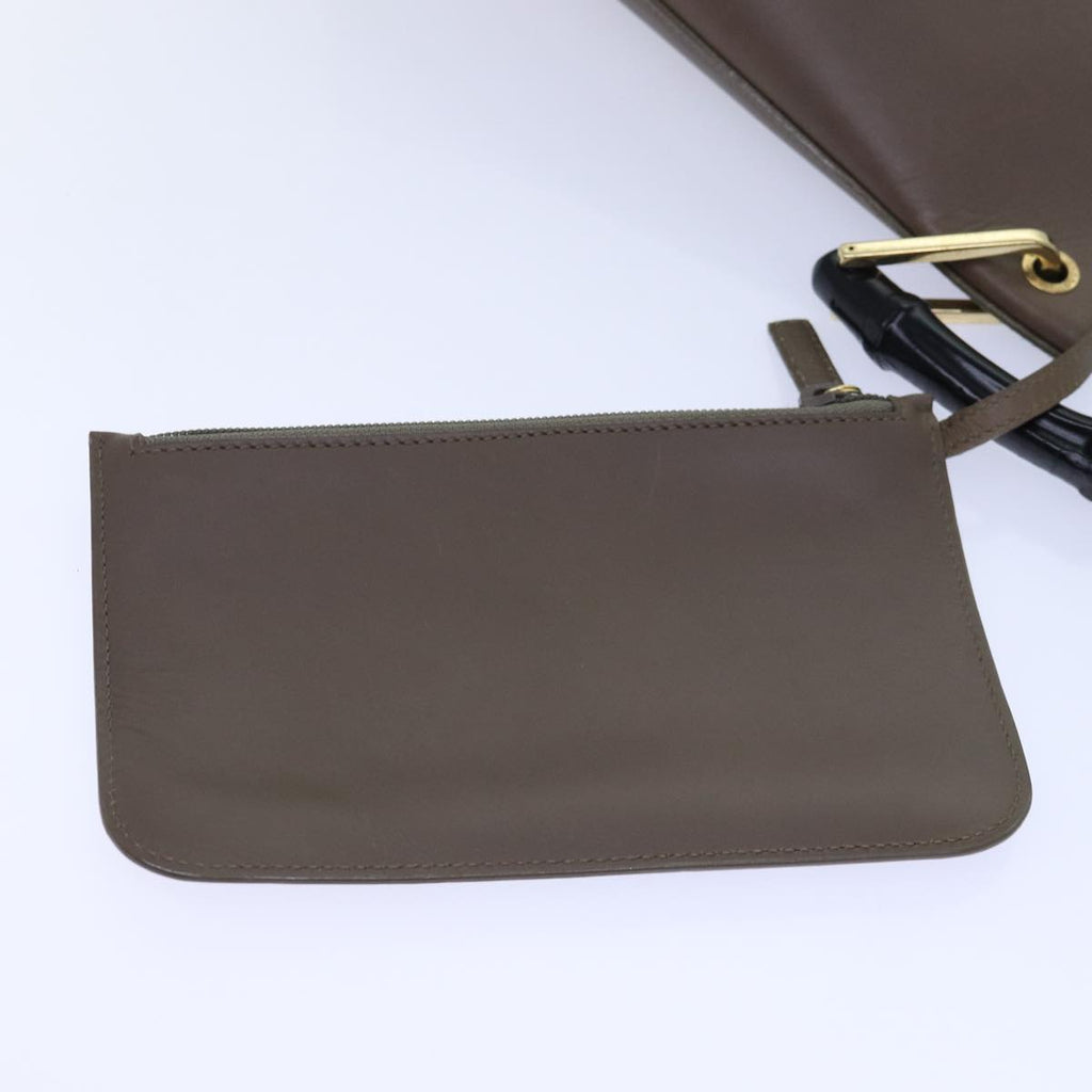 GUCCI Bamboo Hand Bag Leather Brown Black 001 2058 1880 0 am6698