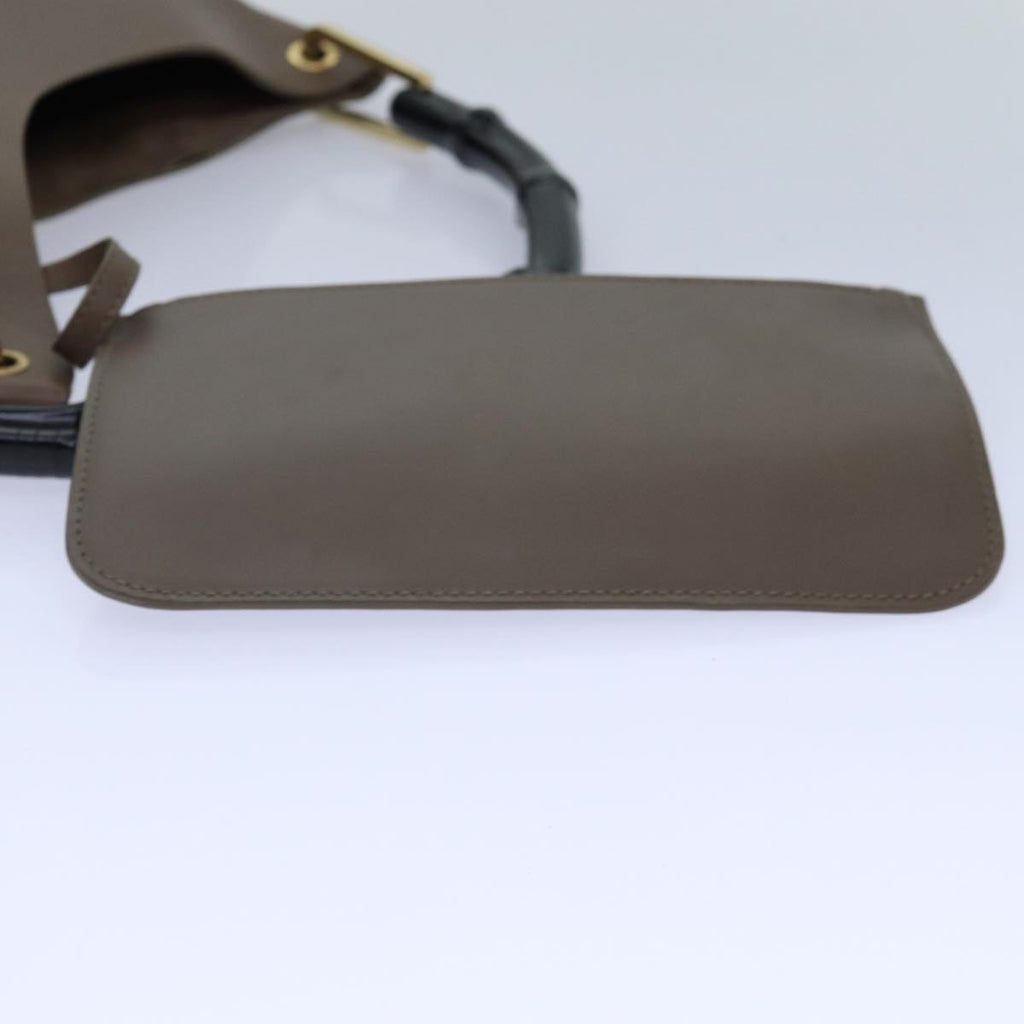 GUCCI Bamboo Hand Bag Leather Brown Black 001 2058 1880 0 am6698