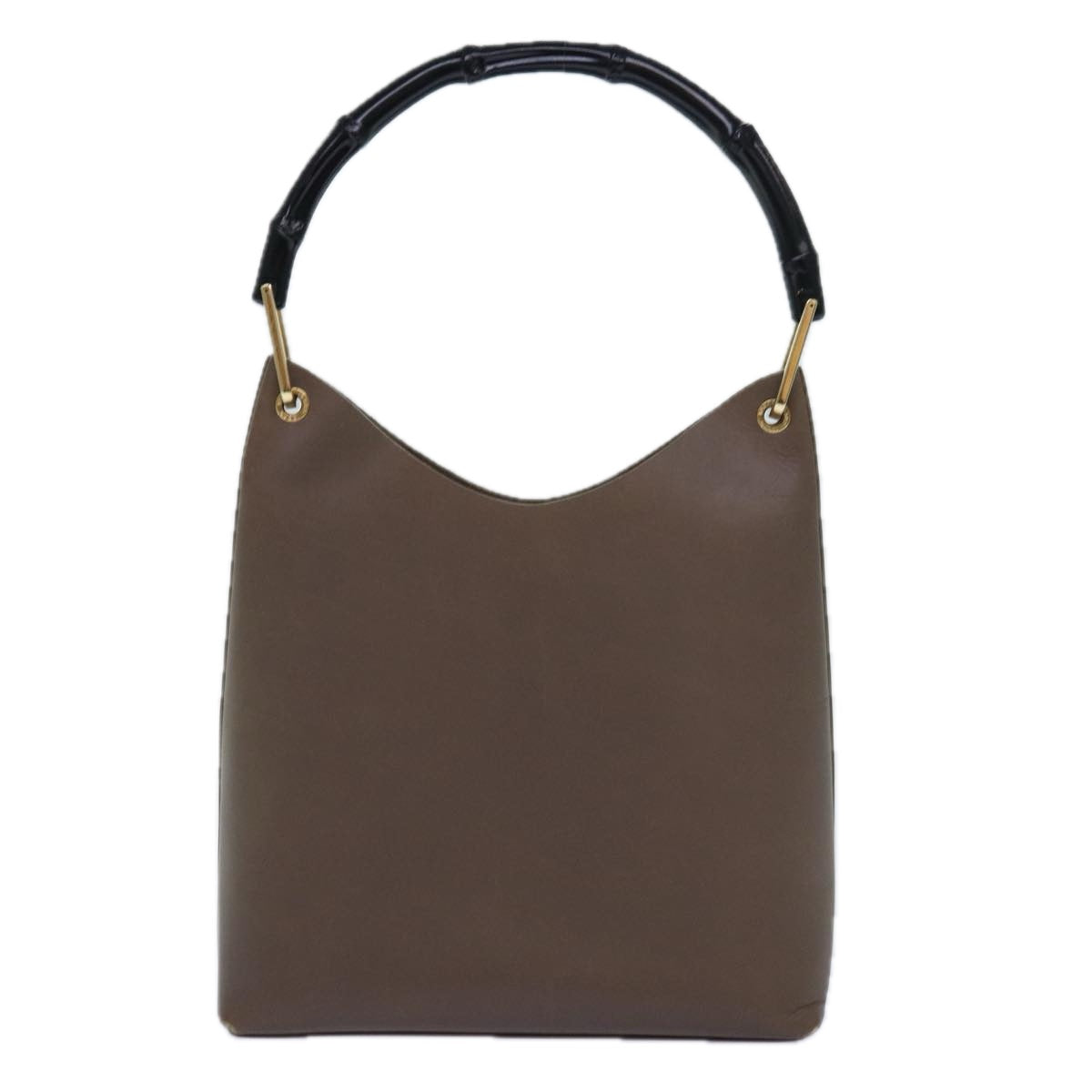 GUCCI Bamboo Hand Bag Leather Brown Black 001 2058 1880 0 am6698