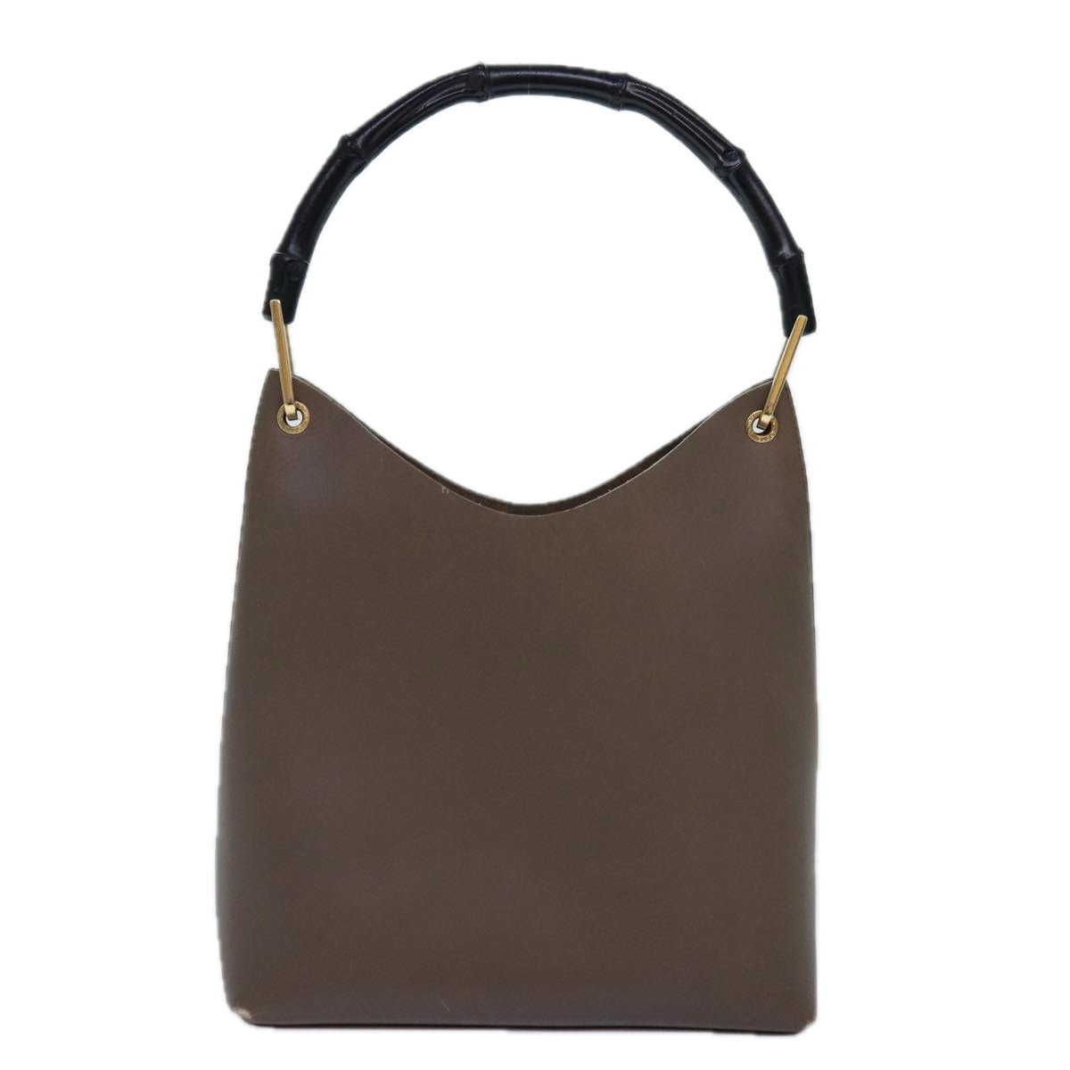 GUCCI Bamboo Hand Bag Leather Brown Black 001 2058 1880 0 am6698
