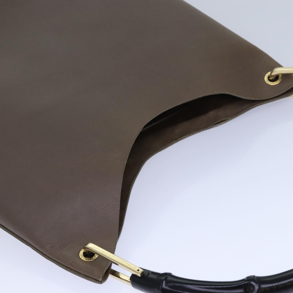 GUCCI Bamboo Hand Bag Leather Brown Black 001 2058 1880 0 am6698