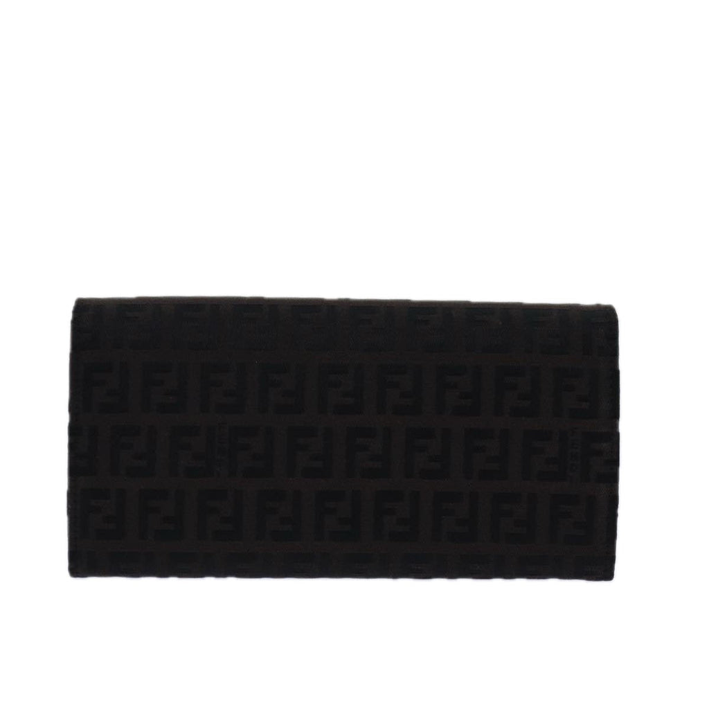 FENDI Zucchino Canvas Long Wallet Brown am6703