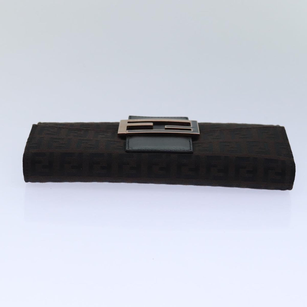 FENDI Zucchino Canvas Long Wallet Brown am6703