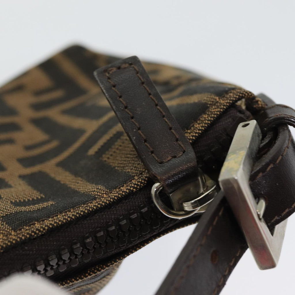 FENDI Zucca Canvas Hand Bag Brown Black am6704