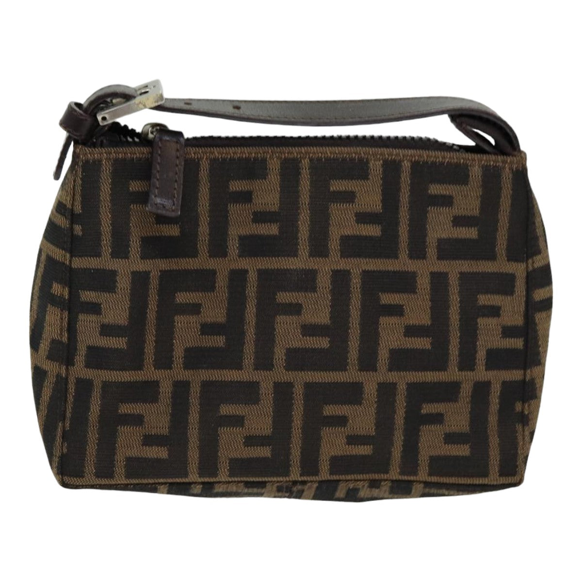 FENDI Zucca Canvas Hand Bag Brown Black am6704