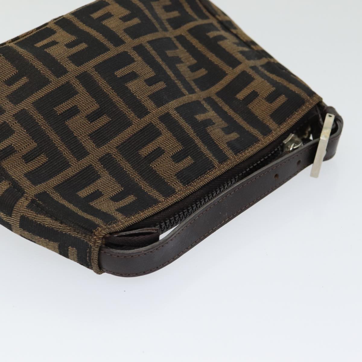 FENDI Zucca Canvas Hand Bag Brown Black am6704