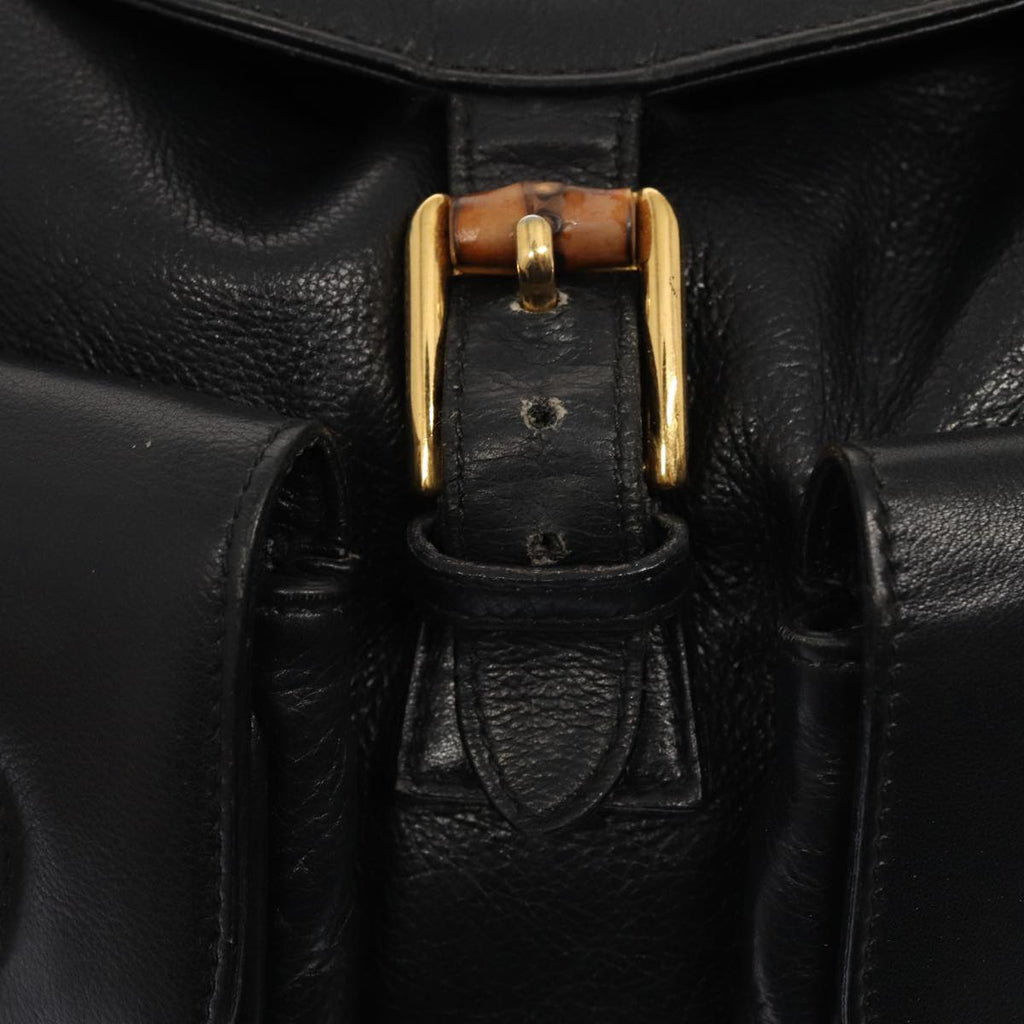 GUCCI Bamboo Backpack Leather Black Gold 003 2058 0016 am6724