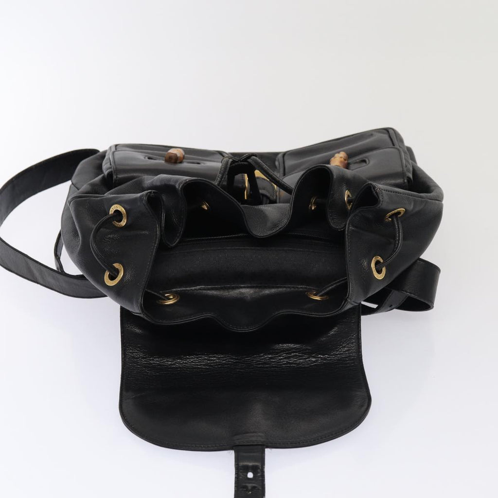 GUCCI Bamboo Backpack Leather Black Gold 003 2058 0016 am6724