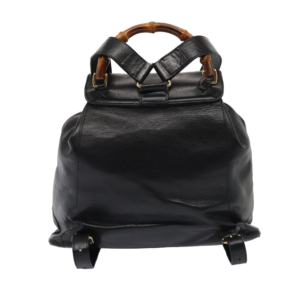 GUCCI Bamboo Backpack Leather Black Gold 003 2058 0016 am6724