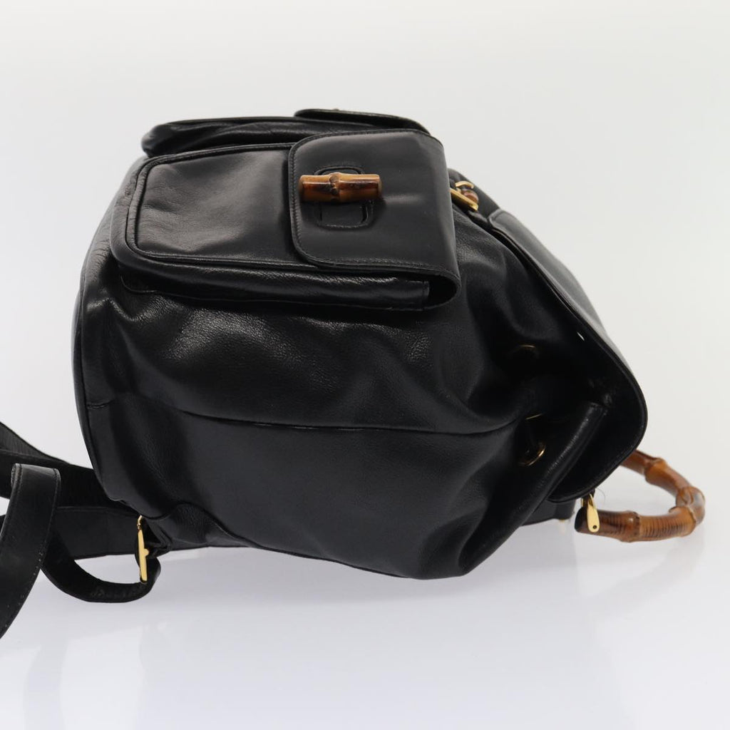 GUCCI Bamboo Backpack Leather Black Gold 003 2058 0016 am6724