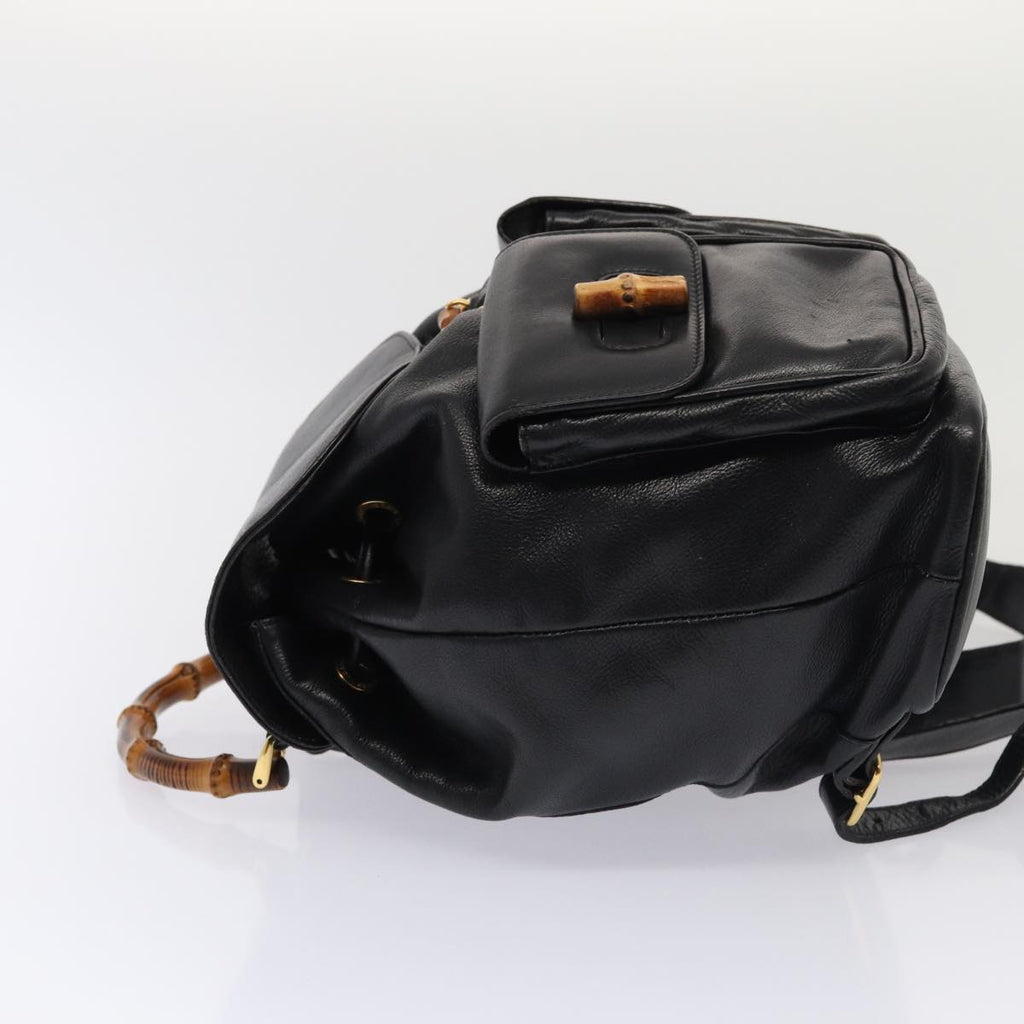 GUCCI Bamboo Backpack Leather Black Gold 003 2058 0016 am6724