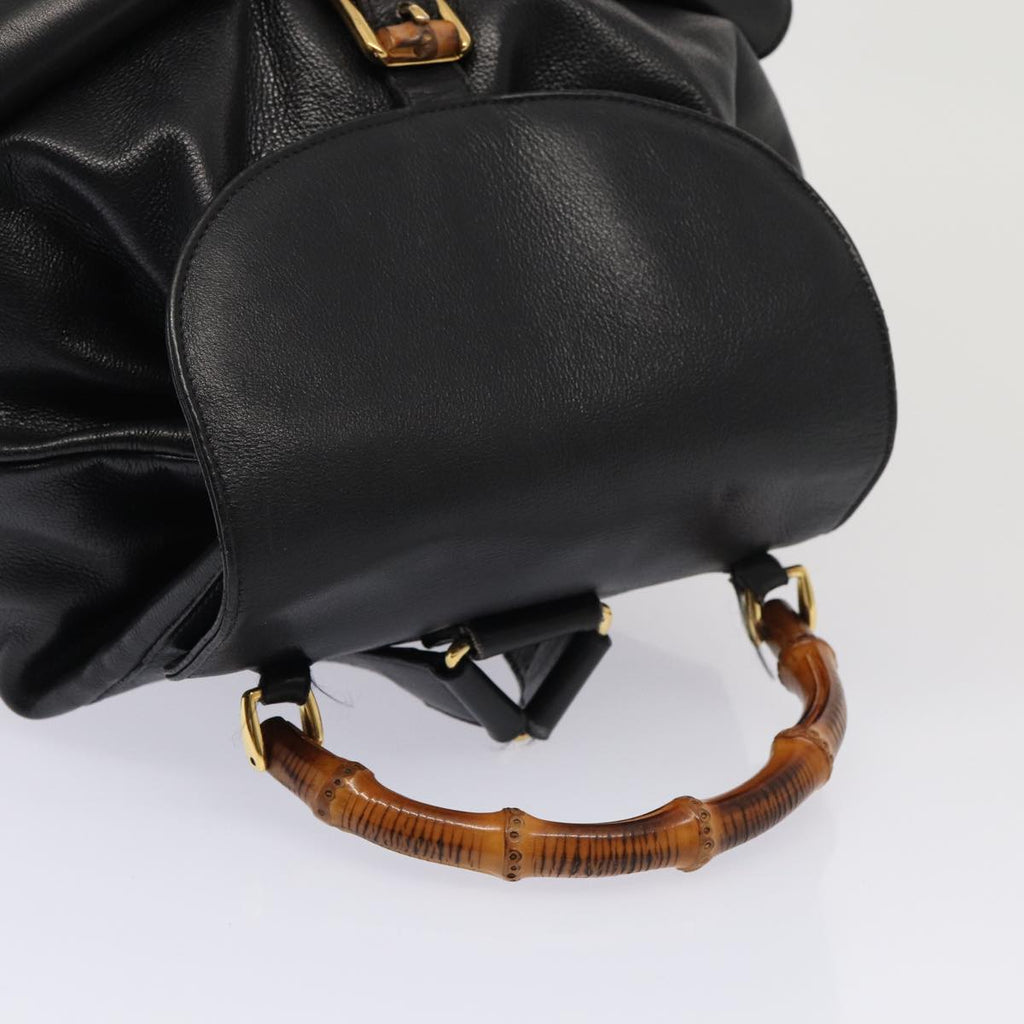 GUCCI Bamboo Backpack Leather Black Gold 003 2058 0016 am6724
