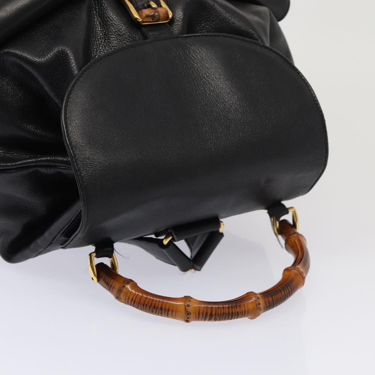 GUCCI Bamboo Backpack Leather Black Gold 003 2058 0016 am6724