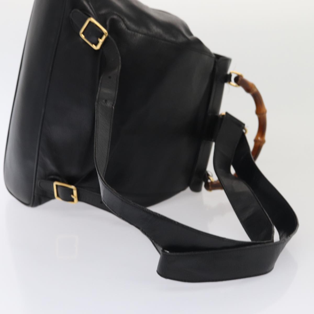 GUCCI Bamboo Backpack Leather Black Gold 003 2058 0016 am6724