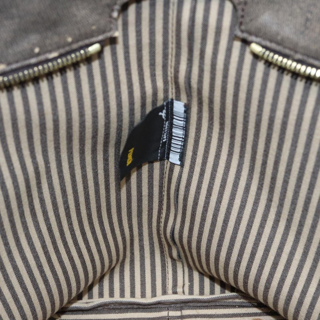 FENDI Zucca Canvas Tote Bag Brown Black gold am6727