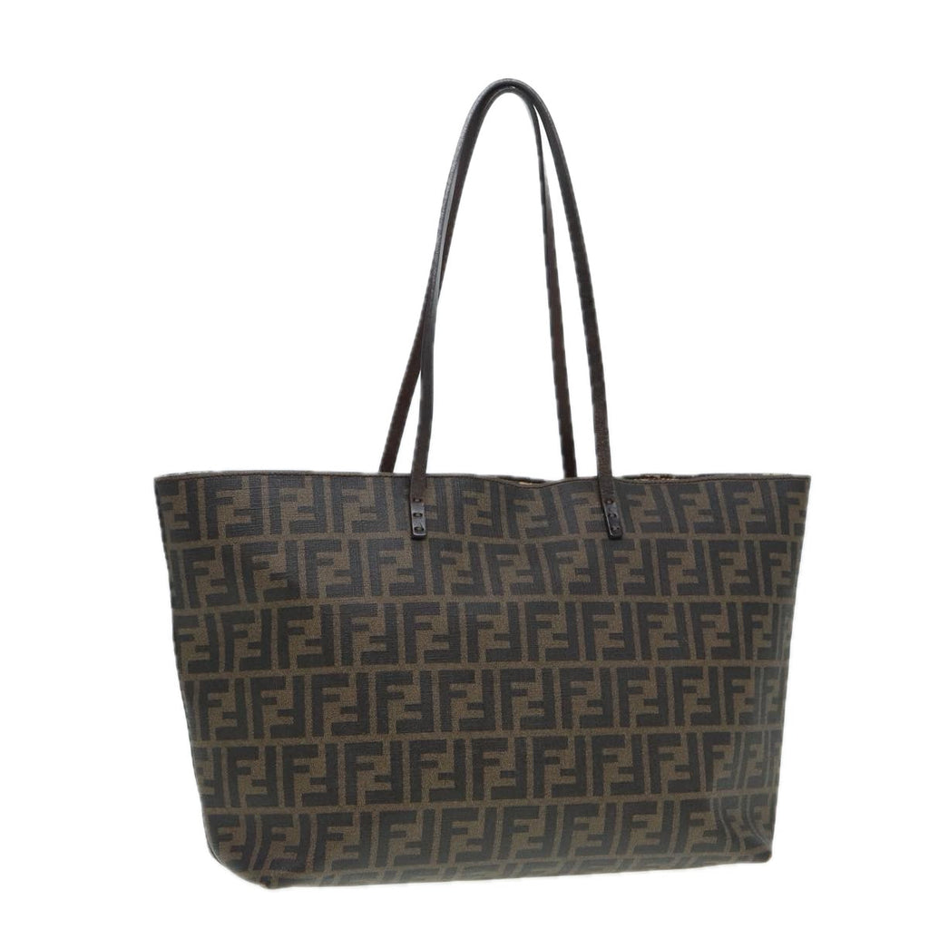 FENDI Zucca Canvas Tote Bag Brown Black gold am6727