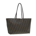 FENDI Zucca Canvas Tote Bag Brown Black gold am6727