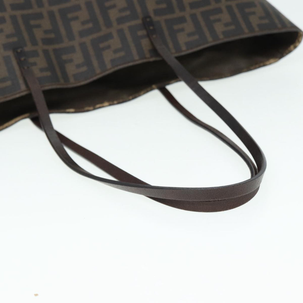 FENDI Zucca Canvas Tote Bag Brown Black gold am6727
