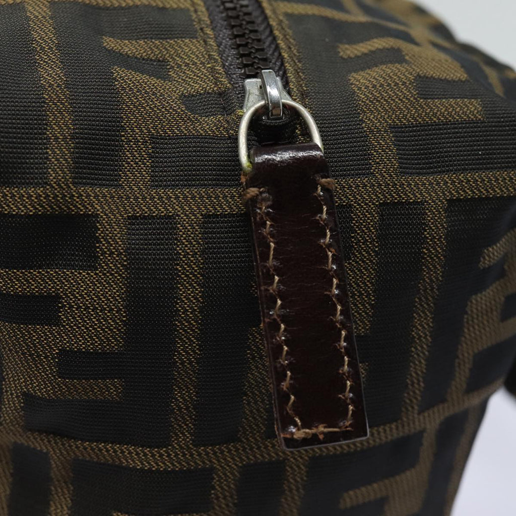 FENDI Zucca Canvas Hand Bag Brown Black Silver am6735