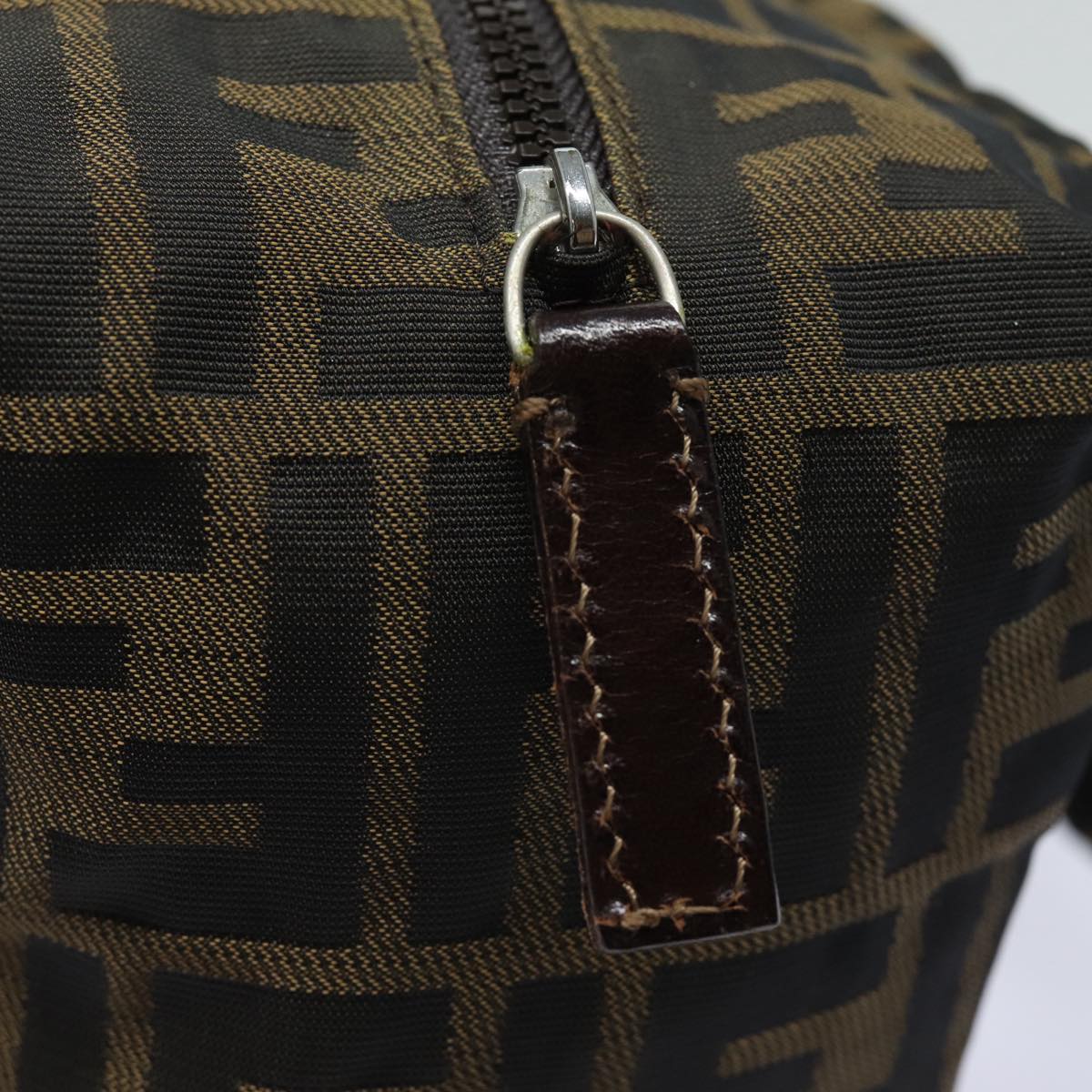 FENDI Zucca Canvas Hand Bag Brown Black Silver am6735