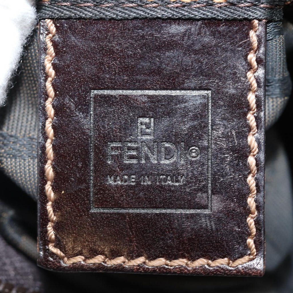 FENDI Zucca Canvas Hand Bag Brown Black Silver am6735